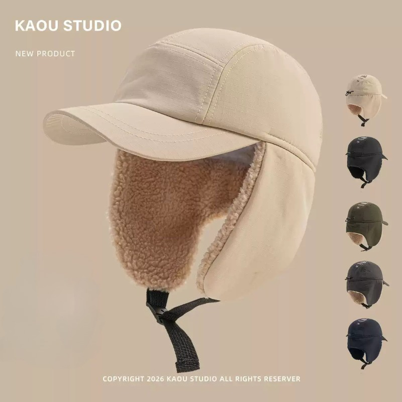 Corduroy Cap 5 Panel - Gorros de invierno cálidos tipo bombardero,
