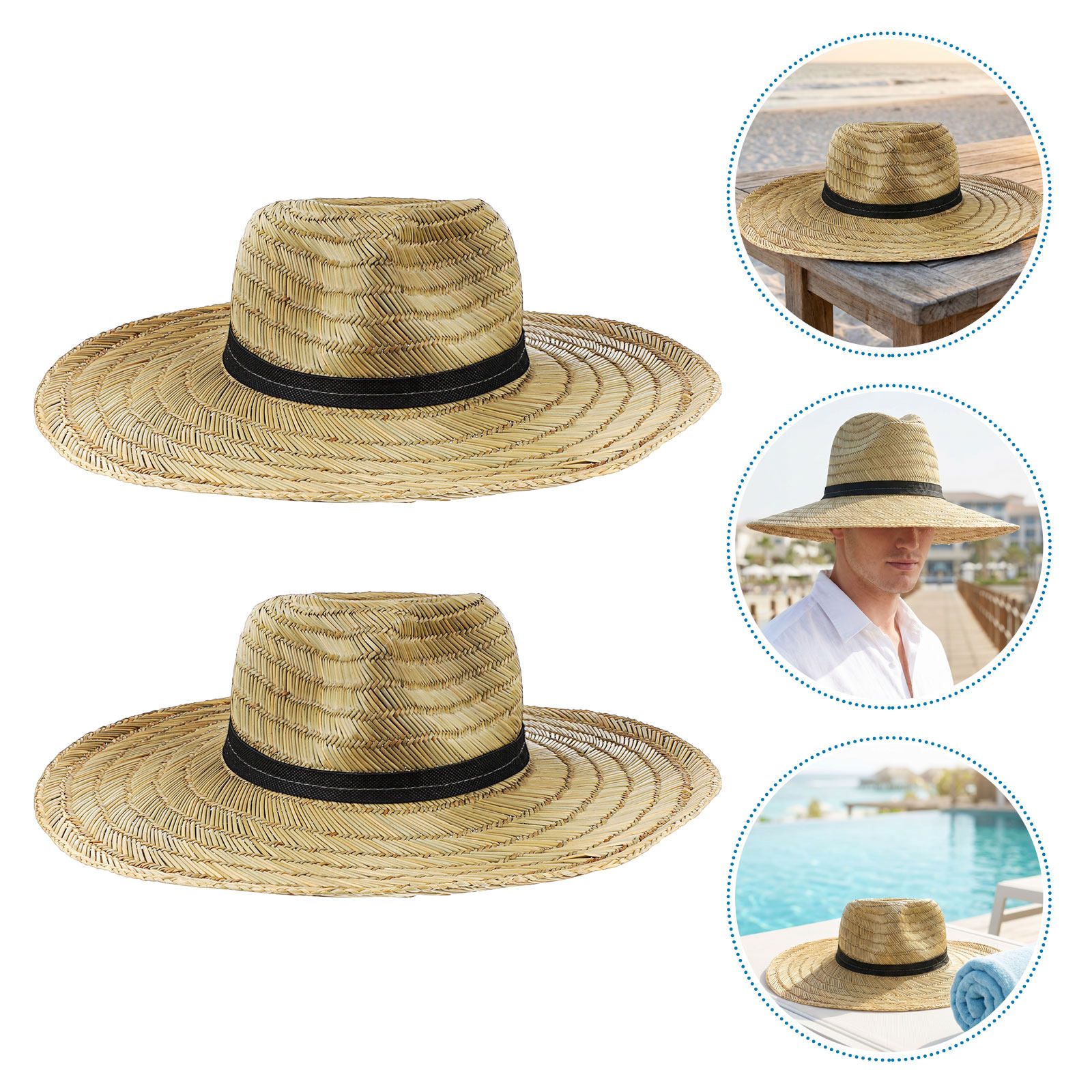 2 sombreros de paja de ala anc - Cowboy Hat Straw reseña y precio